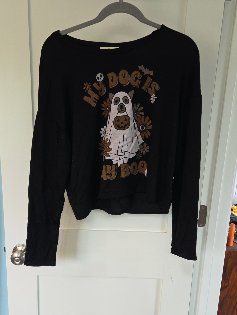 Moa Moa Black Halloween 'My Dog Is My Boo' Graphic Long-Sleeve Top